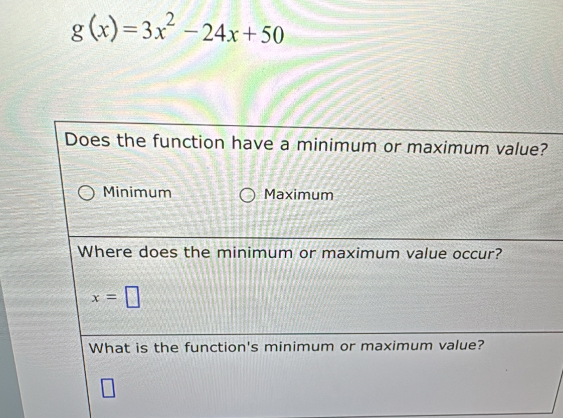 g(x)=3x^2-24x+50