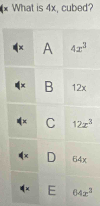 What is 4x, cubed?