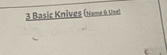 Basic Knives (Name & Use)