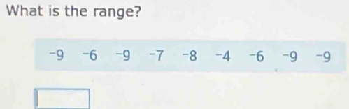 What is the range?
-9 -6 -9 -7 -8 -4 -6 -9 -9