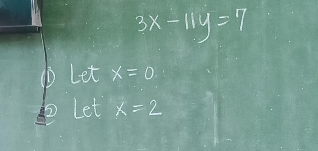 3x-11y=7
D Let x=0
⑤Let x=2