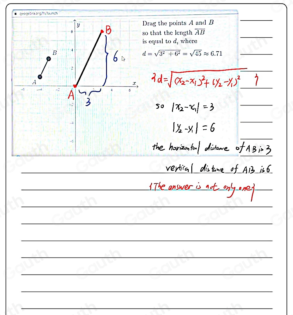 Solved: the points A and B hat the length overline AB qual to d, where ...