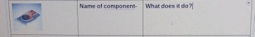 Name of component- What does it do?