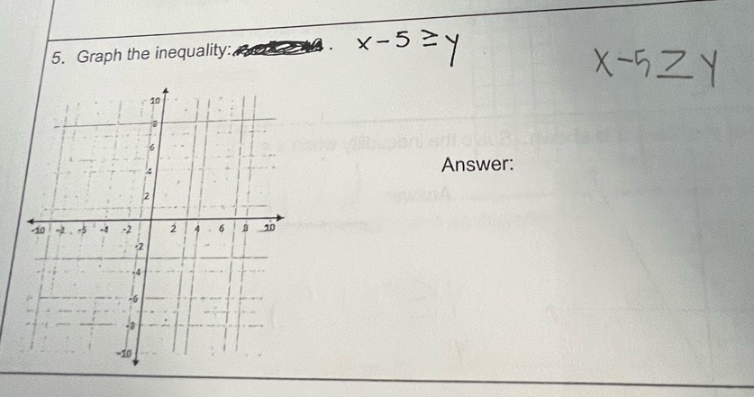 Graph the inequality: 
Answer: