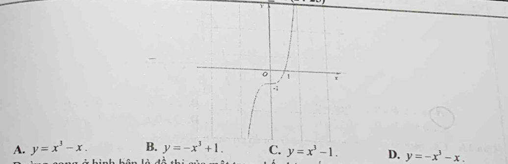 A. y=x^3-x. B. y=x^3-1. D. y=-x^3-x.