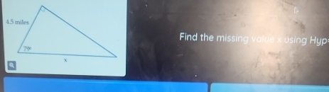 Find the missing value x using Hyp