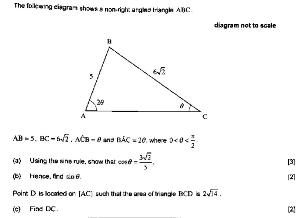 Solved: The following diagram shows a non-right angled triangle ABC ...