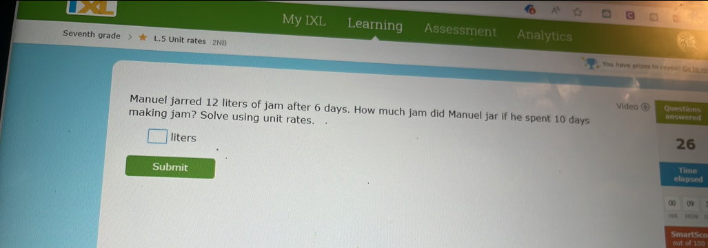 Solved: My IXL Learning Assessment Analytics Seventh grade 5 Unit rates ...