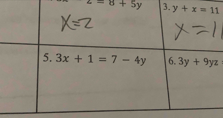 z=8+5y