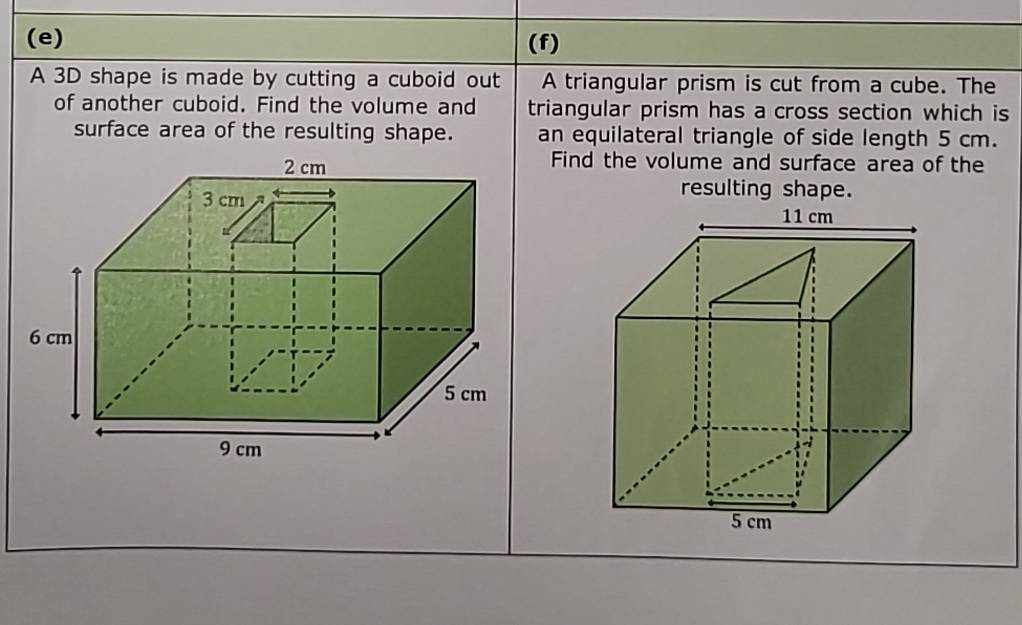 Solved: A 3D shape is made by cutting a cuboid out A triangular prism ...
