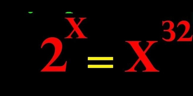 2^x=x^(32)