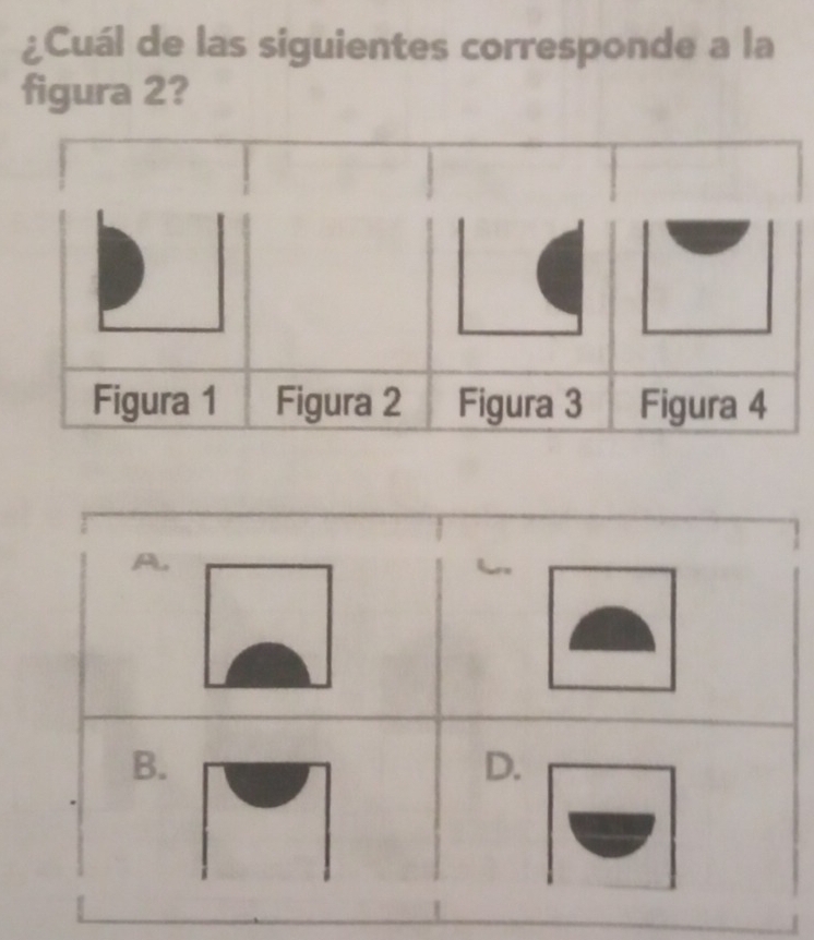 ¿Cuál de las siguientes corresponde a la 
figura 2? 
B. 
D.