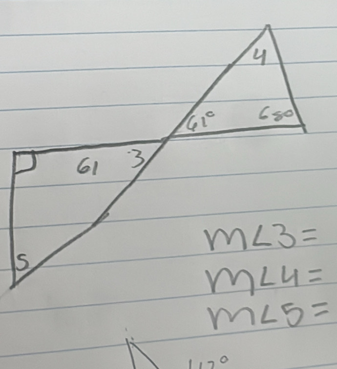 m∠ 5=
112°