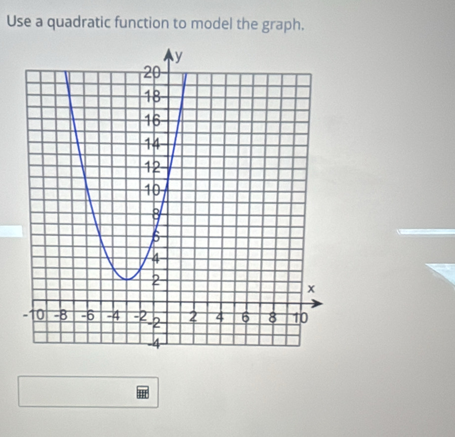 Use a quadratic function to model the graph.