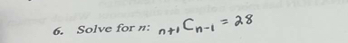 Solve for n :