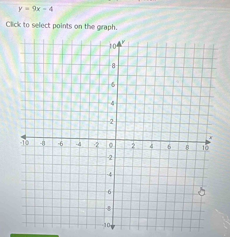 y=9x-4
Click to select points on the graph.