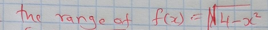 the range of
f(x)=sqrt(4-x^2)