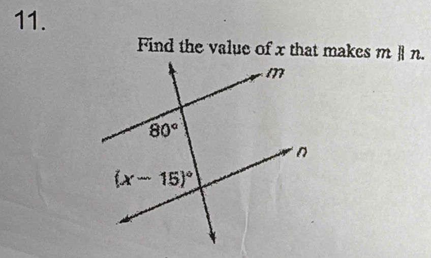 Find the value of x that makes mparallel n.