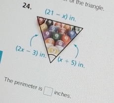 The perimeter is □ inches.