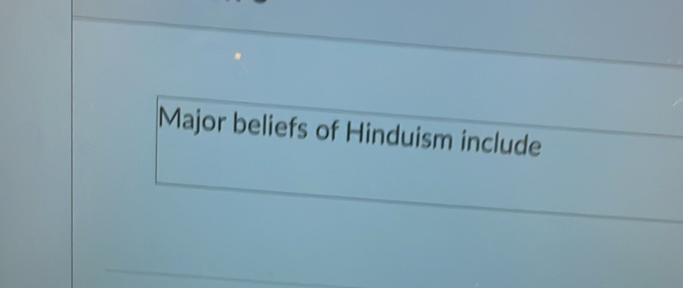 Major beliefs of Hinduism include