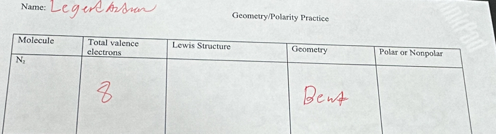 Name: Geometry/Polarity Practice