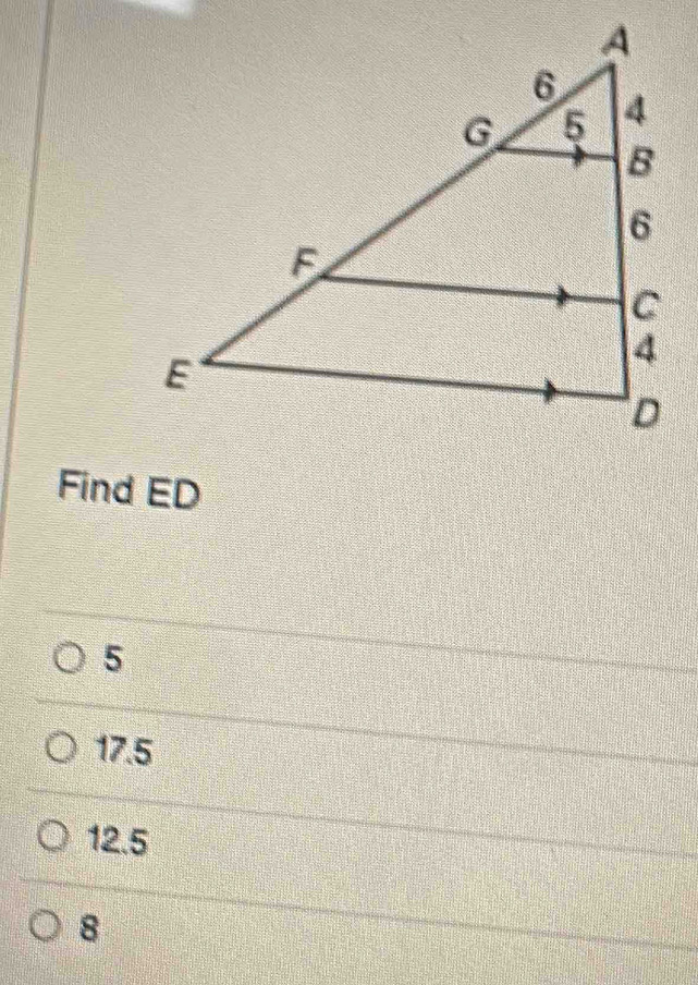 Find ED
5
17.5
12.5
8