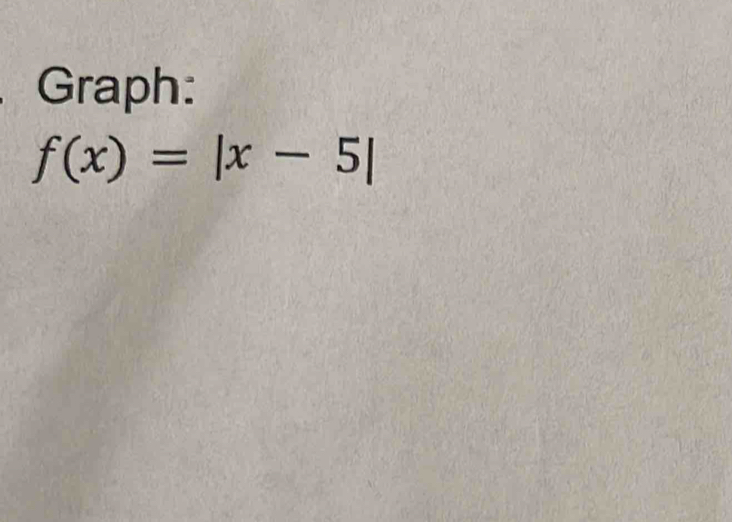 Graph:
f(x)=|x-5|