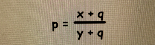 p= (x+q)/y+q 