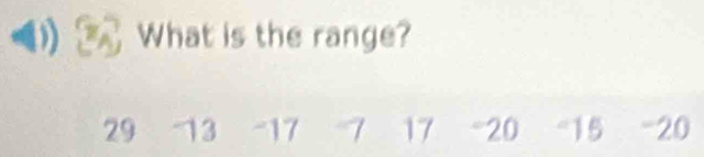 What is the range?
29 13 -17 7 17 - 20 -15 - 20