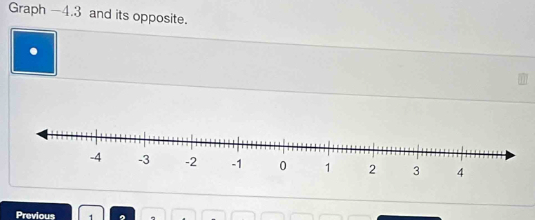 Graph -4.3 and its opposite. 
. 
Previous 1