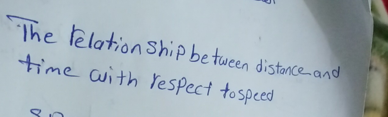 The relation ship between distance and 
time with respect to speed