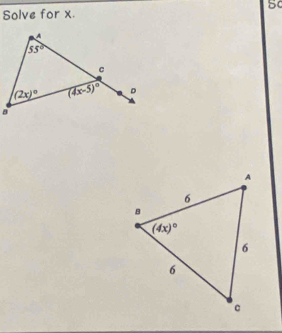 Solve for x.