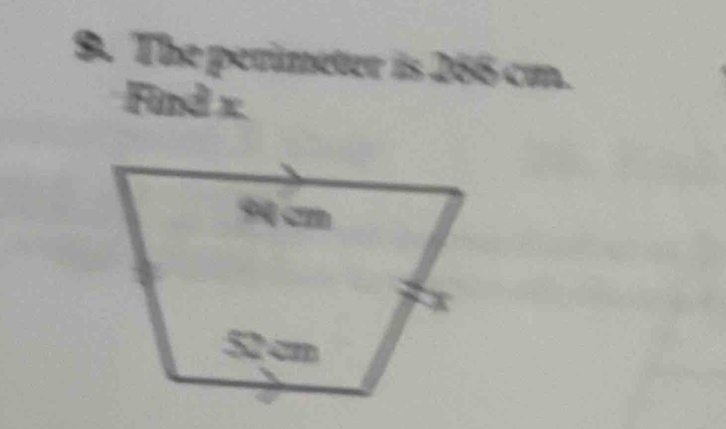 The perimeter is 266 cm. 
Find x