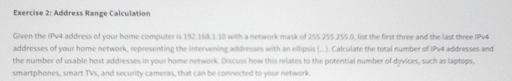 Solved: Address Range Calculation Given the IPv4 address of your home ...