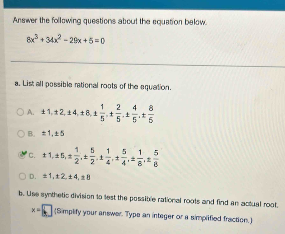 Solved: Answer the following questions about the equation below. 8x^3 ...