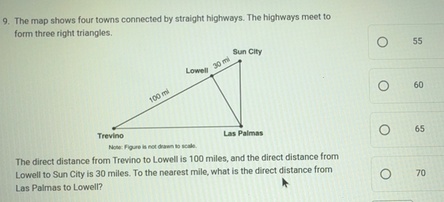 Solved: The map shows four towns connected by straight highways. The ...