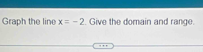 Graph the line x=-2 Give the domain and range.