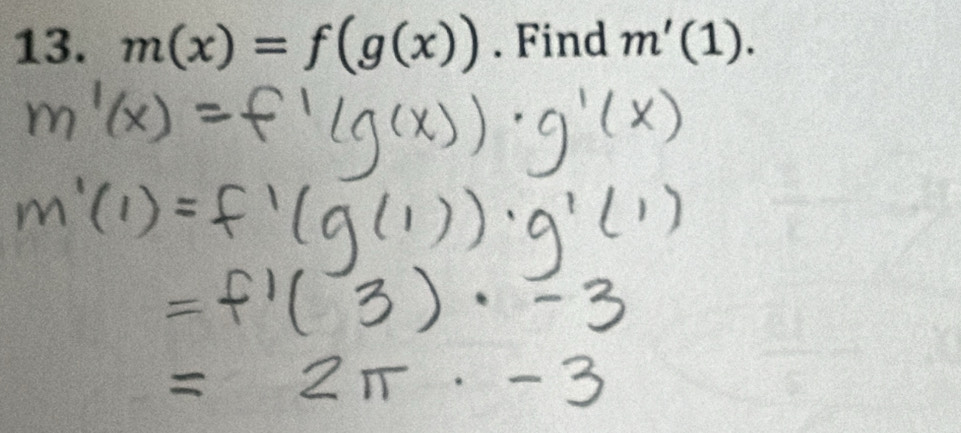 m(x)=f(g(x)). Find m'(1).