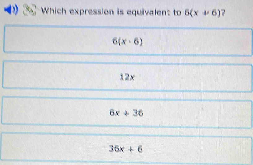 Which expression is equivalent to 6(x+6) ?