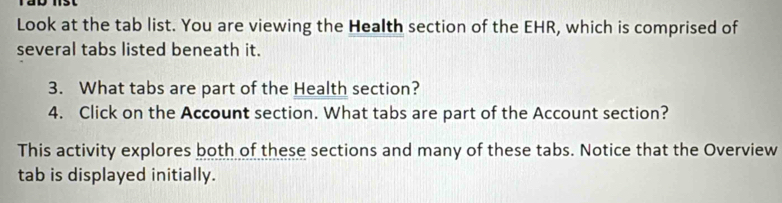 Solved: Look at the tab list. You are viewing the Health section of the ...