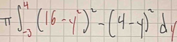 π ∈t _(-3)^4(16-y^2)^2-(4-y)^2dy