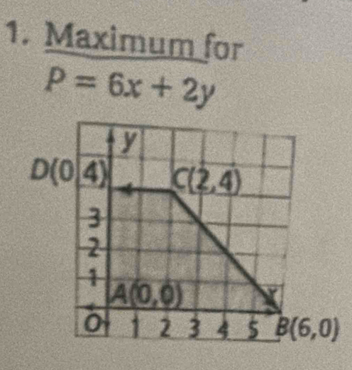 Maximum for
P=6x+2y