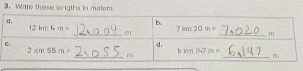 Write these lengths in meters.