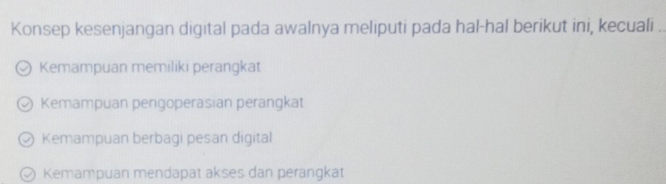 Telah dijawab:Konsep kesenjangan digital pada awalnya meliputi pada hal ...