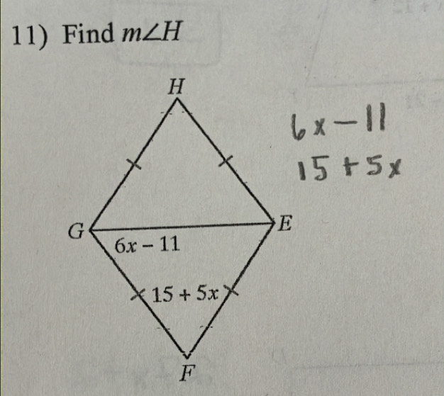 Find m∠ H