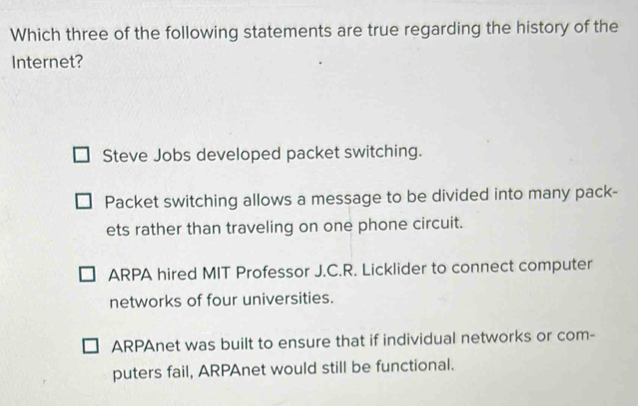 Solved Which three of the following statements are true regarding the