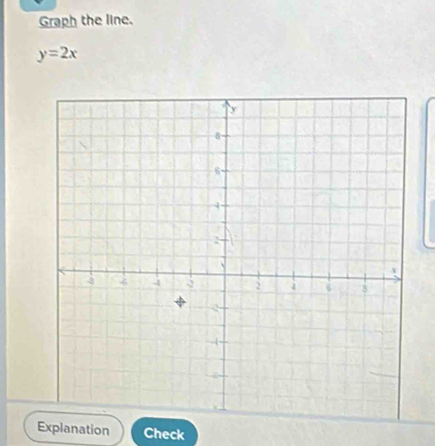 Graph the line.
y=2x
Explanation Check