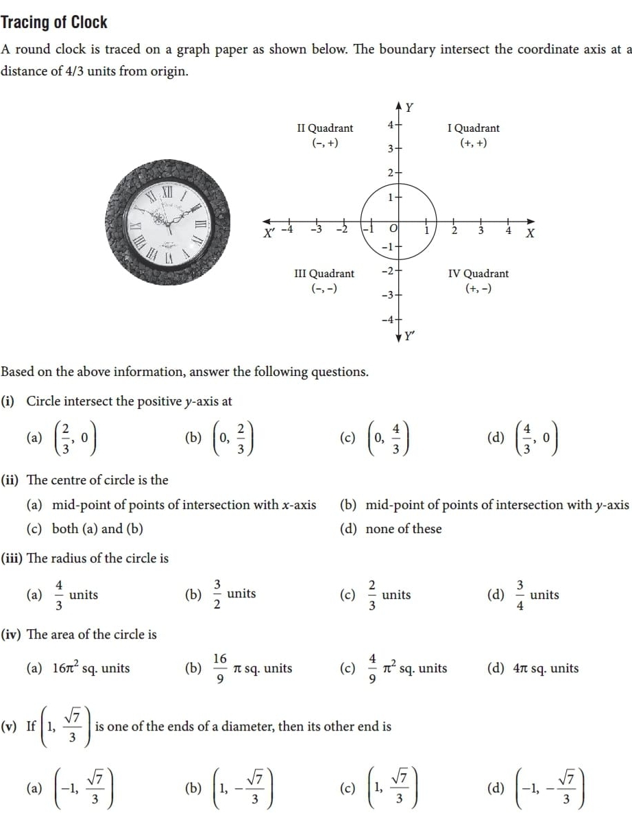 Solved: Tracing of Clock A round clock is traced on a graph paper as ...