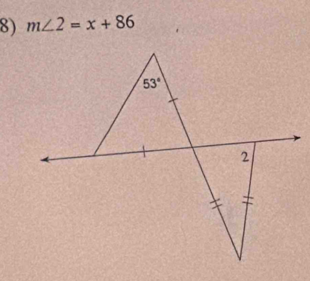 m∠ 2=x+86