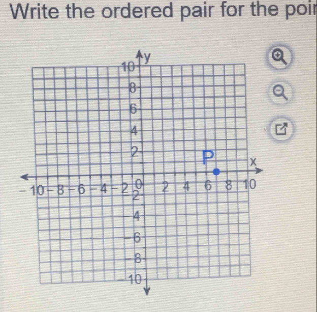 Write the ordered pair for the poir
Q
B